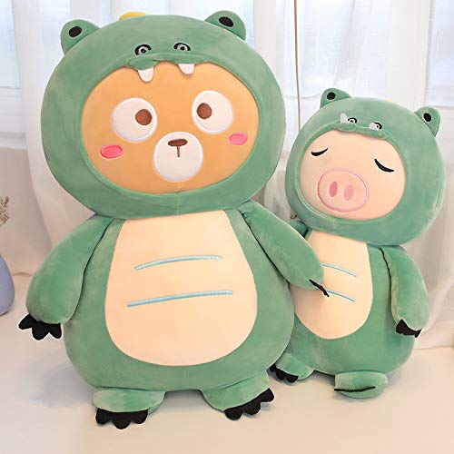 NOVELOVE Animal Convertido en un Dinosaurio Almohada muñeca muñeca de Juguete de Peluche muñeca travesti decoración de la habitación 30cm Oso Pardo