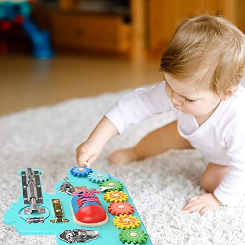 Nrkin Tablero Ocupado de Madera - Juguete Educativo Montessori - Tablero Ocupado Submarino portátil - Pernos y pestillo Cerradura de Hebilla de Metal y Llaves para avión de Viaje Niños pequeños