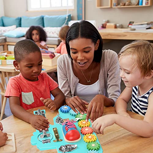 Nrkin Tablero Ocupado de Madera - Juguete Educativo Montessori - Tablero Ocupado Submarino portátil - Pernos y pestillo Cerradura de Hebilla de Metal y Llaves para avión de Viaje Niños pequeños