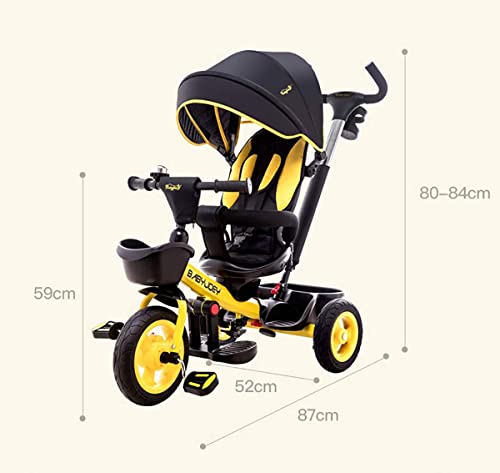 NUBAO Triciclo Trike, Tricycle Kids Trike 7 en 1 con Cerradura de Pedal y Ruedas silenciosas, caben de 9 Meses a 6 años (Color : Yellow)