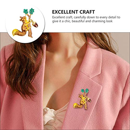 NUOBESTY Broches de Esmalte de Ardilla Animal Árbol Collar Dorado Insignias Pin de Solapa Hombres Traje Camisa de Broche de Aleación Accesorios de Vestuario