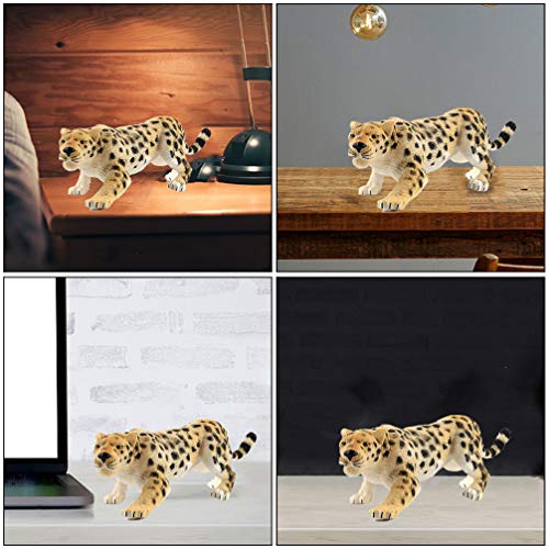 NUOBESTY Figura de leopardo realista modelo de leopardo educativo de animales salvajes figuras de vida salvaje de juguete para la decoración de escritorio del hogar oficina