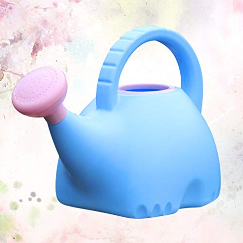 NUOBESTY Regadera para Niños Dibujos Animados en Forma de Elefante Maceta de Riego de Plástico Hervidor de Agua Botella de Rociador de Agua para Niños Pequeños (1. 5L Azul Celeste + Rosa)