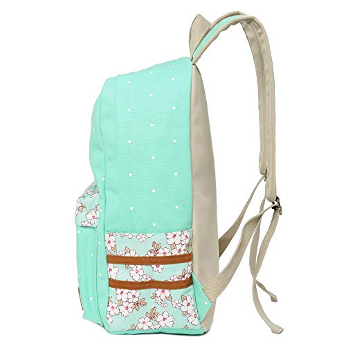 NYLY Dot Floral School Bag, Chica impermeable bolso suave niño ligero portátil mochila Slytherin bolsa de almuerzo de la universidad Grande S-6