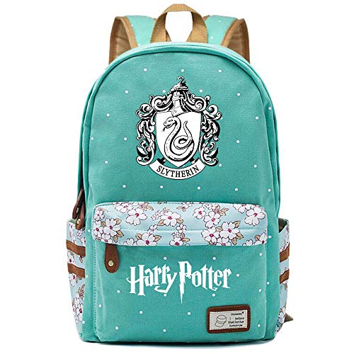 NYLY Dot Floral School Bag, Chica impermeable bolso suave niño ligero portátil mochila Slytherin bolsa de almuerzo de la universidad Grande S-6