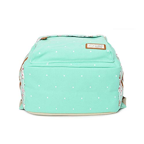 NYLY Dot Floral School Bag, Chica impermeable bolso suave niño ligero portátil mochila Slytherin bolsa de almuerzo de la universidad Grande S-6