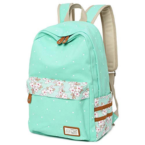 NYLY Mochila de la Escuela Mochila Adolescente niñas Bookbag para 15.6inch portátil, Hogwarts Bolsa de la Caja de Almuerzo de la Universidad, Verde Claro L Estilo-1