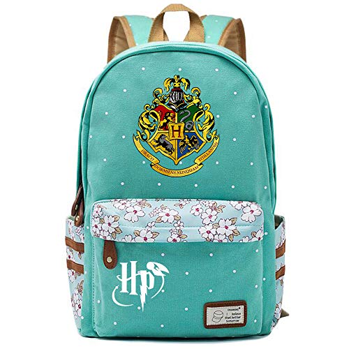 NYLY Mochila de la Escuela Mochila Adolescente niñas Bookbag para 15.6inch portátil, Hogwarts Bolsa de la Caja de Almuerzo de la Universidad, Verde Claro L Estilo-1