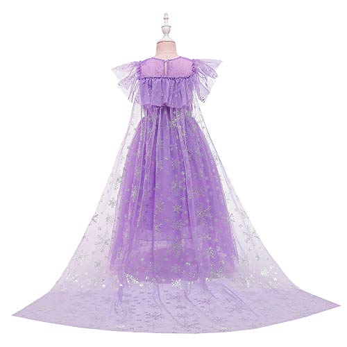 O.AMBW Vestido de Princesa con Capa para Niñas Disfraz de Reina Elsa Frozen Cosplay Princesa Disfraces y Accesorios de Princesa Fiesta Halloween Carnaval Navidad Reyes para Niñas de 3 a 9 años