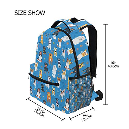 Oarencol Mochila de dibujos animados con diseño de huellas de perro, color azul, mochila para viajes, escuela, universidad, para mujeres, hombres, niñas y niños