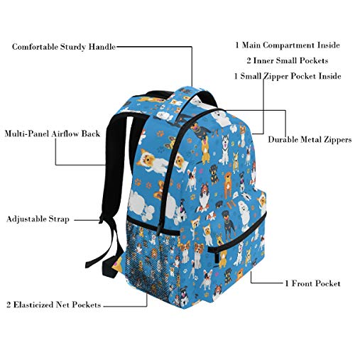 Oarencol Mochila de dibujos animados con diseño de huellas de perro, color azul, mochila para viajes, escuela, universidad, para mujeres, hombres, niñas y niños