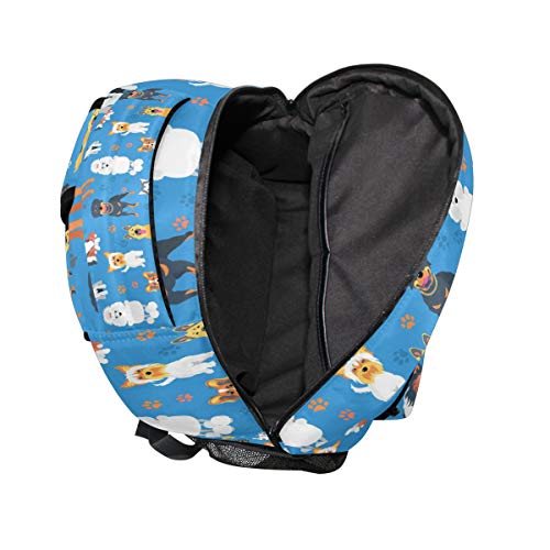 Oarencol Mochila de dibujos animados con diseño de huellas de perro, color azul, mochila para viajes, escuela, universidad, para mujeres, hombres, niñas y niños