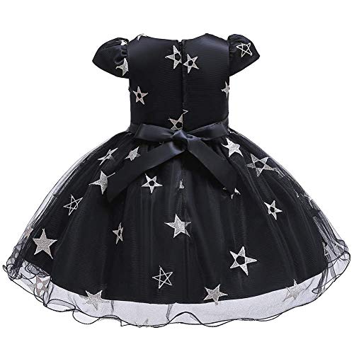 OBEEII Disfraz de Halloween Bruja Estrelle Princesa Vestido con Sombrero de Bruja 2Piezas Costume Negro 2-3 Años