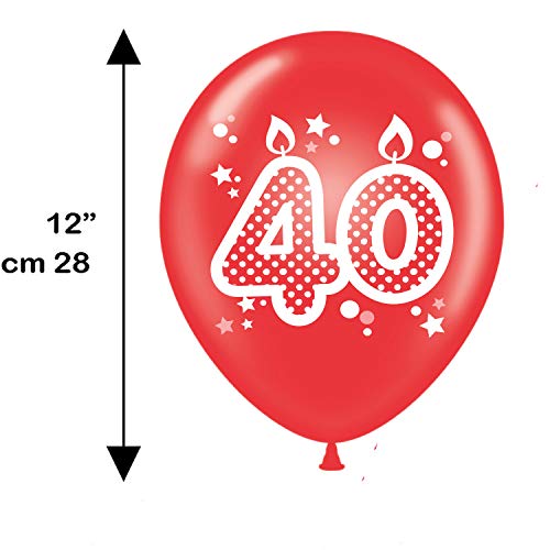 ocballoons Juego de 20 globos para cumpleaños de 40 años, biodegradables, de látex, para decoración de fiestas, inflables, con bombona de helio con texto «Made in Italy»