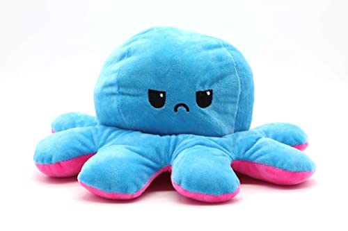 Octopus - Peluche reversible de pulpo, regalo para niños, niñas, niños, seguridad probada, color rosa y azul