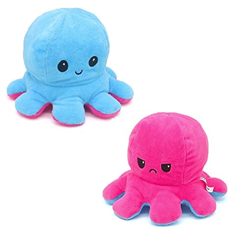 Octopus - Peluche reversible de pulpo, regalo para niños, niñas, niños, seguridad probada, color rosa y azul