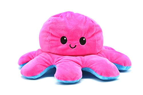 Octopus - Peluche reversible de pulpo, regalo para niños, niñas, niños, seguridad probada, color rosa y azul