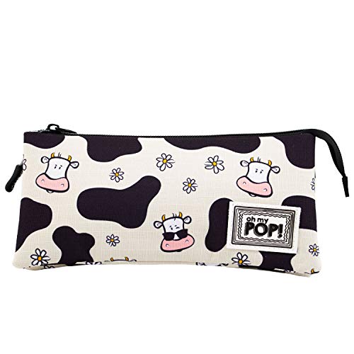 Oh My Pop!-02529 Cow-Estuche Portatodo Triple HS, Color Beige (Karactermania