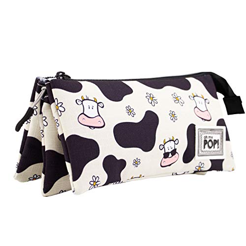 Oh My Pop!-02529 Cow-Estuche Portatodo Triple HS, Color Beige (Karactermania