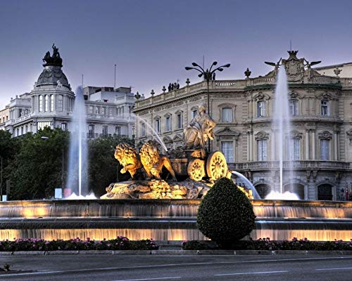 OKOUNOKO Rompecabezas para Adultos 1000 Piezas Fuente De Cibeles En Madrid Montaje De Madera Decoración para El Juego De Juguetes para El Hogar Explora La Creatividad Y La Resolución De Problemas