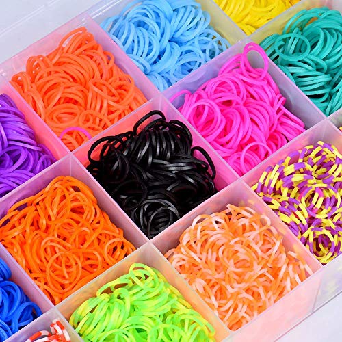 ONECK Caja Pulseras Gomas Bandas de Silicona Para Hacer Pulseras De Colores Bandas Kit para Pulseras(10000 Bandas)