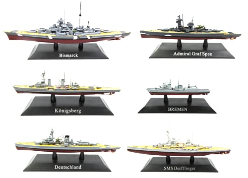 OPO 10 - Lote de 6 Buques de Guerra 1/1250: Bismarck + Admiral GRAF SPEE + Bremen + Deutschland + SMS DERFFLINGER + KONIGSBERG (WLS31)