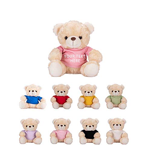 Osito de Peluche Personalizado con Texto Personalizado Personalizado, Peluche de Oso de Peluche de 9,8 ", 3 Colores de Oso de Peluche, 8 Colores de Camiseta