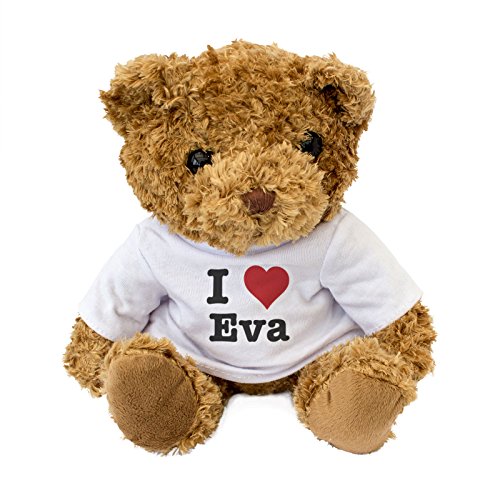 Oso de Peluche con Texto en inglés I Love EVA, Bonito y Acogedor, Regalo de cumpleaños, Navidad, San Valentín