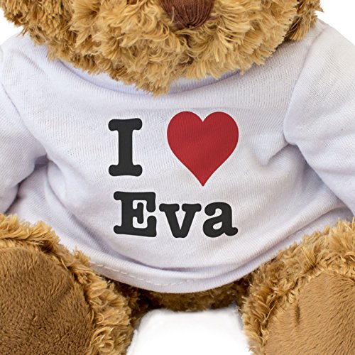 Oso de Peluche con Texto en inglés I Love EVA, Bonito y Acogedor, Regalo de cumpleaños, Navidad, San Valentín