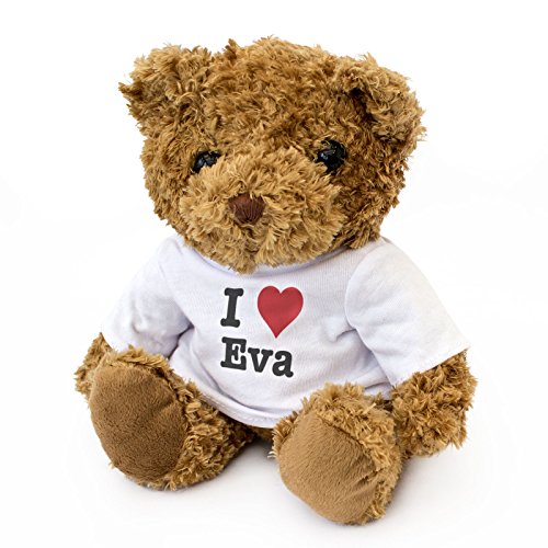 Oso de Peluche con Texto en inglés I Love EVA, Bonito y Acogedor, Regalo de cumpleaños, Navidad, San Valentín