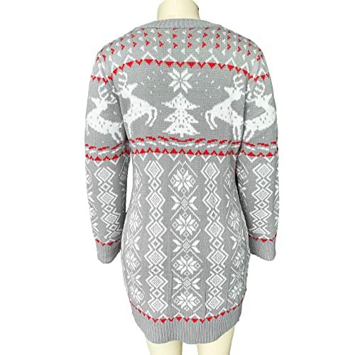 OtoñO E Invierno Moda Casual Mujer Cuello Redondo Tema NavideñO Jacquard De Punto De Manga Larga Vestido Corto SuéTer Delgado Falda Mujer