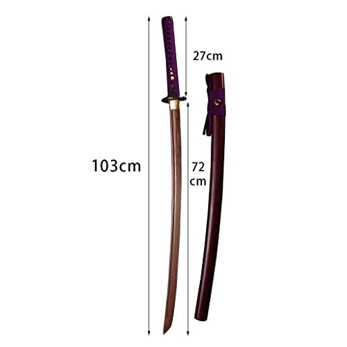 Oukerde Espada de Madera,Espada de Samurái,Katana Katana de Madera con Vaina,Espada de Cosplay de Madera,Accesorios para Juegos de rol,Espada de Juguete para Niños,103cm /100cm,1PCS.