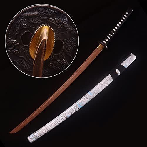 Oukerde Espada de Madera,Espada de Samurái,Katana Katana de Madera con Vaina,Espada de Cosplay de Madera,Accesorios para Juegos de rol,Espada de Juguete para Niños,103cm /100cm,1PCS.