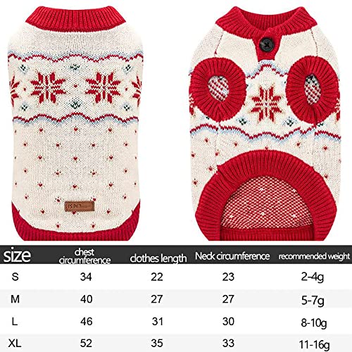 OVBBESS Jersey de Navidad para Perro,Jersey de Punto Suave para Perro Gato,Abrigo de Invierno CáLido para Perro,Chaqueta de Suéter,Bonito Jersey de Copo de Nieve para Mascotas