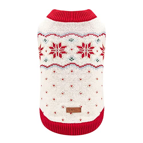 OVBBESS Jersey de Navidad para Perro,Jersey de Punto Suave para Perro Gato,Abrigo de Invierno CáLido para Perro,Chaqueta de Suéter,Bonito Jersey de Copo de Nieve para Mascotas