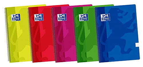 Oxford 941611 - Cuaderno folio 80 hojas, cuadricula 4 x 4, colores surtidos