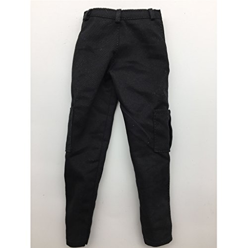 P Prettyia 1/6 Pantalones de Hombre Pantalones de Tela - Pantalones Vaqueros de Figura Masculina - Negro A