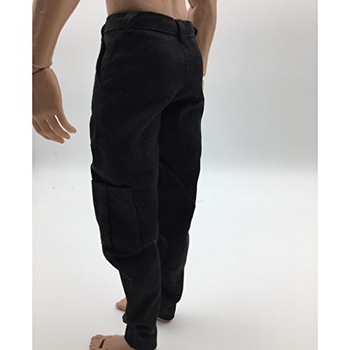 P Prettyia 1/6 Pantalones de Hombre Pantalones de Tela - Pantalones Vaqueros de Figura Masculina - Negro A