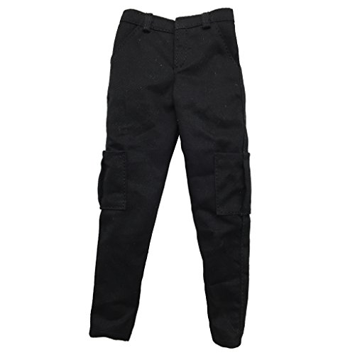 P Prettyia 1/6 Pantalones de Hombre Pantalones de Tela - Pantalones Vaqueros de Figura Masculina - Negro A