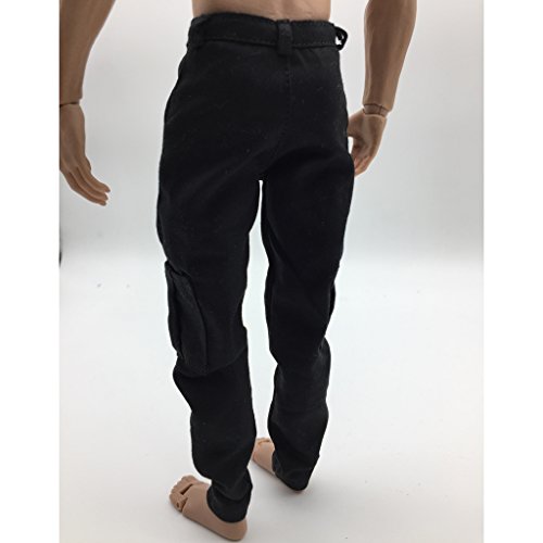 P Prettyia 1/6 Pantalones de Hombre Pantalones de Tela - Pantalones Vaqueros de Figura Masculina - Negro A