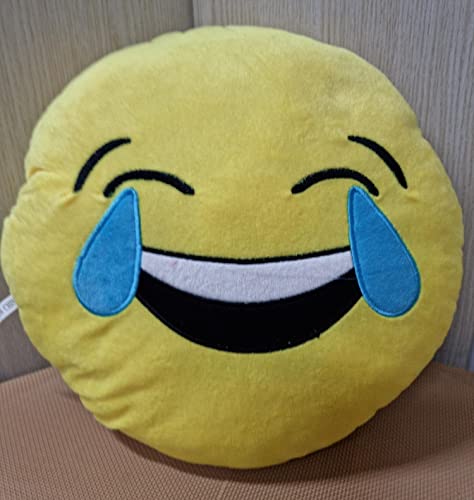 Pack 2 x Cojín Emoji gruñon, Almohada Emoji Emoticon Relleno Suave Juguete de Peluche 35x35x5cm Cada uno