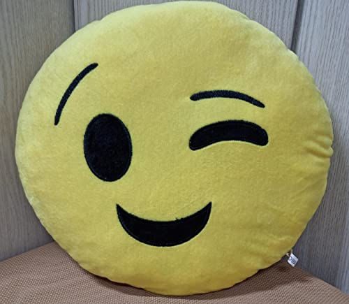 Pack 2 x Cojín Emoji gruñon, Almohada Emoji Emoticon Relleno Suave Juguete de Peluche 35x35x5cm Cada uno