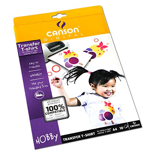 Pack A4, 10 Hojas, Canson Ink-jet Transfer 140g para impresión sobre tejido Blanco