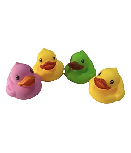 Pack de 4 Patitos y Animalitos de Goma baño en Divertidos Colores. Resistentes al Agua y la Suciedad, Ideales para el baño del bebé. (Patitos Colores)