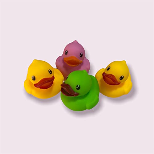 Pack de 4 Patitos y Animalitos de Goma baño en Divertidos Colores. Resistentes al Agua y la Suciedad, Ideales para el baño del bebé. (Patitos Colores)