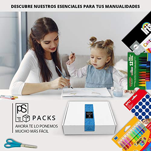 Pack Manualidades - PS-BASICS CRAFTS (ESENCIAL) - Kit de material para Manualidades: Cartulinas, Goma EVA, Pegamento, Cola, Tijeras. Productos de Papeleria al Mejor Precio