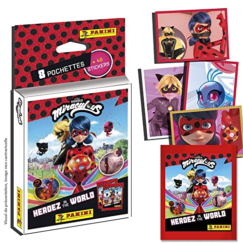 Panini Miraculous Heroez in The World-Blister de 8 fundas Stickers, 004140KBF8