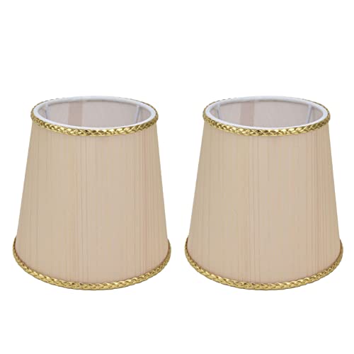 Pantalla de Lámpara de Tela de 2 Piezas, Pantalla de Borde Dorado Beige para Lámpara de Pie, Reemplazo de Lámpara de Pared de Lámpara de Mesa E14