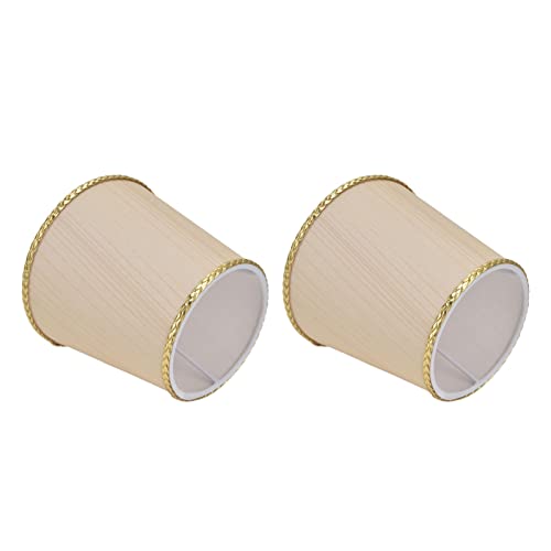 Pantalla de tela, 2 piezas Pantalla de lámpara pequeña Pantalla de tela con borde dorado beige para lámpara de pared de lámpara de mesa E14