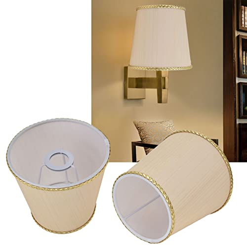 Pantalla de tela, 2 piezas Pantalla de lámpara pequeña Pantalla de tela con borde dorado beige para lámpara de pared de lámpara de mesa E14